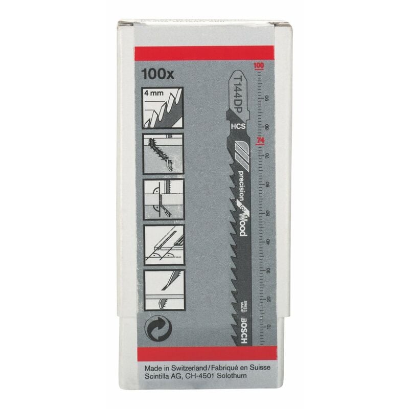 Image of Professional 100 x Lame per seghetto alternativo t 144 dp Precision for Wood (per Legno tenero, straight cut, accessorio Seghetto alternativo) - Bosch
