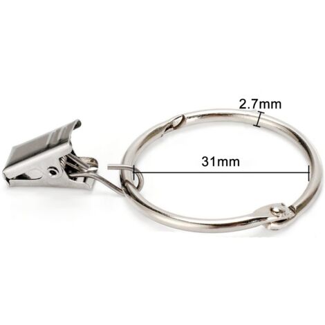 Bosdontek 40 Pièces Clips de Rideaux Tringle à Rideaux 32mm Anneaux de Rideaux de Processus de Placage avec Clips Crochets de Rideaux Convient pour Diamètre Tige en Métal (Noir)