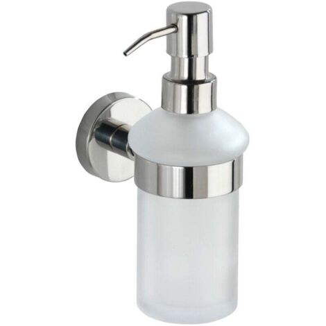 Bosio Shine Wandseifenspender, Glas und Edelstahlbefestigung, 200 ml Fassungsvermögen, 7 x 18 x 11 cm, glänzend