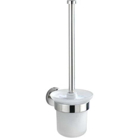 Bosio Shine WC-Bürstenhalter aus Edelstahl mit mattierter Glasbürste, Wandmontage, kein Bohren erforderlich, inklusive Montagematerial (Schrauben und Dübel), 10 Jahre Garantie, elegant und langlebig