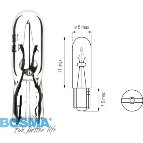 BOSMA Glühbirne 12V 1,2W W1, 2W T05 (1918) PACKUNG 10 STK