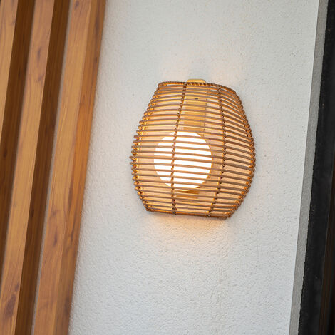 Bossa Boho-Style Akku-Außenwandlampe Rattan IP54 Boho-Style - Braun