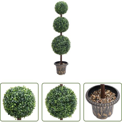 Bosso artificiale -  Pianta di Bosso Artificiale a Sfera con Vaso Verde 118 cm