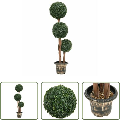 Bosso artificiale -  Pianta di Bosso Artificiale a Sfera con Vaso Verde 119 cm