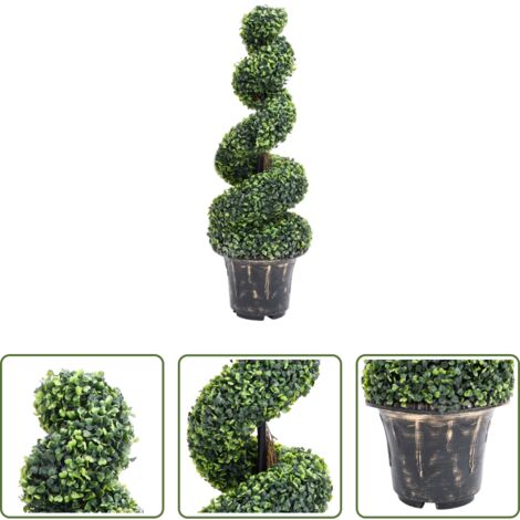 Bosso artificiale -  Pianta di Bosso Artificiale a Spirale con Vaso Verde 100 cm