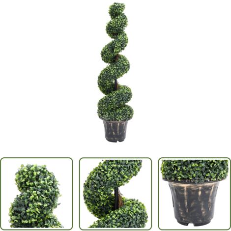 Bosso artificiale -  Pianta di Bosso Artificiale a Spirale con Vaso Verde 117 cm