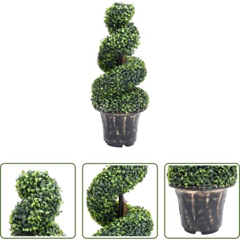 Bosso artificiale -  Pianta di Bosso Artificiale a Spirale con Vaso Verde 89 cm