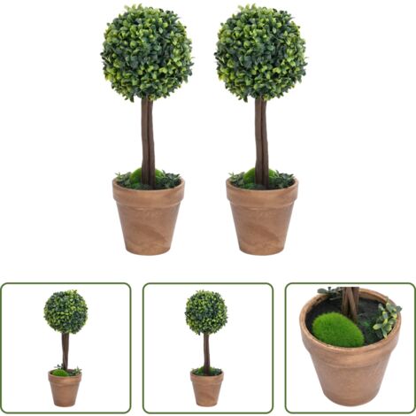 Bosso artificiale -  Piante di Bosso Artificiale 2 pz a Sfera con Vaso Verde 56 cm