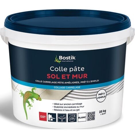 Bostik – Colle carrelage pâte 25kg – Intérieur/extérieur – Pour carreaux jusqu'à 40x40 cm – Supports rigides et déformables - PATE 25 K