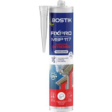Bostik – Colle de fixation msp 117 translucide 290 ml – Hybride polymère pour conditions extrêmes – Résiste aux intempéries et aux chocs