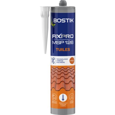Bostik – Colle polymère rouge 290 ml – Haute résistance intempéries – Adhère sur supports humides – Pour tuiles canal et siliconées - MSP126