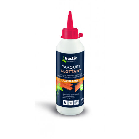 Bostik – Colle parquet flottant 500g – Prise rapide D3 – Incolore après séchage – Pour parquets massifs et stratifiés