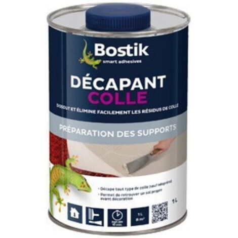 Bostik – Décapant colle 1L – Action rapide jusqu'à 4 heures – Pour résidus de colle sur moquette et sols plastiques – Dissolution rapide des adhésifs