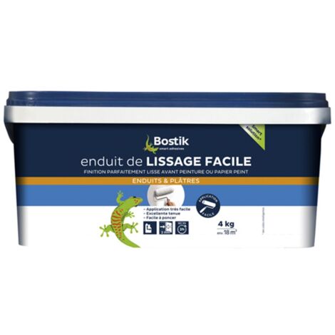Bostik – Enduit de lissage pâte blanc 4 kg – Application facile au rouleau – Pour murs et plafonds – Masque défauts jusqu'à 2 mm