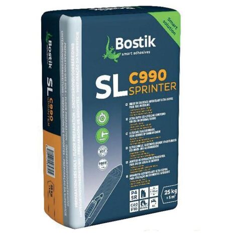 Bostik – Enduit de ragréage autolissant 25kg – Prise rapide 45 min – Pour sols chauffants et chantiers humides – Séchage rapide
