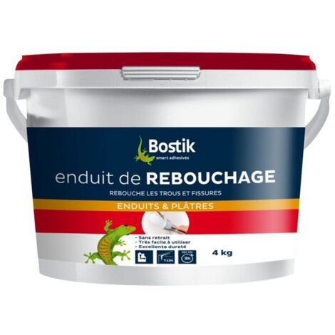Bostik – Enduit de rebouchage pâte 4 kg – Blanc – Pour intérieur – Séchage rapide 3h – Finition lisse sans retrait