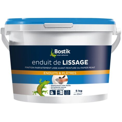 Bostik – Enduit de lissage pâte 5kg – Finition extra blanche – Épaisseur jusqu'à 2 mm – Application facile sur tous supports intérieurs