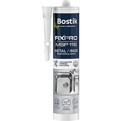 BOSTIK FIXPRO - MASTIC DE FIXATION ET JOINT MÉTAL/INOX MSP 116 - INTÉRIEUR/EXTÉRIEUR - TOUS MATÉRIAUX - MASTIC HYBRIDE POLYMÈRE