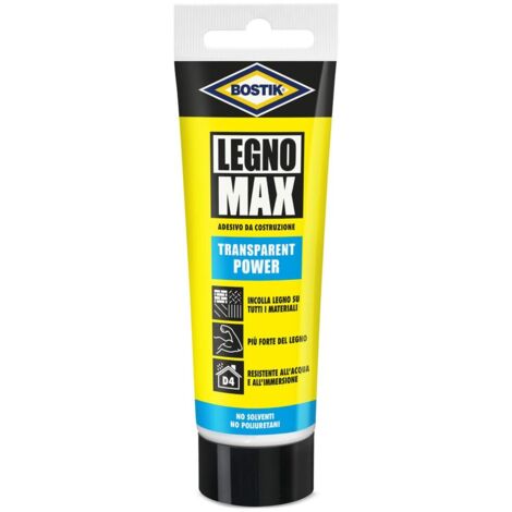 Bostik Legno Max Transparent innovativo adesivo per incollare il legno, senza poliuretani, extra forte e impermeabile tubetto 85g Trasparente