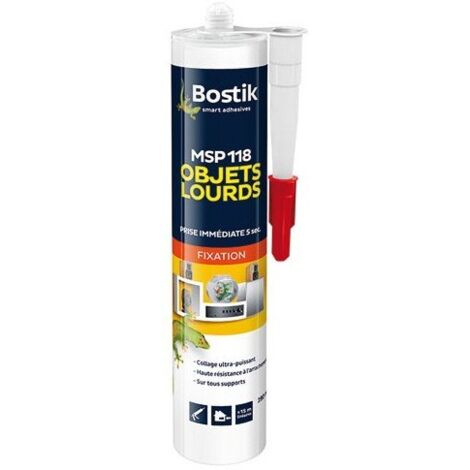 Bostik – Mastic de fixation MS polymère 290 ml – Collage rapide en 5 secondes – Pour tous matériaux, même lourds – Résiste aux chocs et vibrations - Msp118290ml