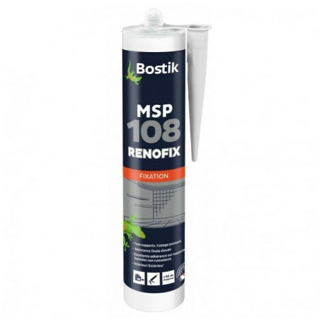 Bostik – Mastic de fixation polymère 290ml – Collage panneaux, miroirs, rails de plâtre – Résistance intempéries et UV - Renofix290mlblanc
