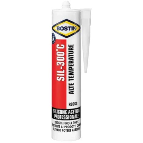 Bostik – Mastic silicone acétique professionnel haute température 300°C – Résistant aux intempéries et produits chimiques – Applications industrielles et domestiques - Sil-300
