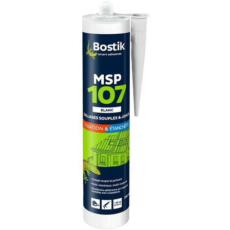 Colle mastic polymère MSP 107 (coloris: blanc, gris, noir, brun) Cartouche 290 ml BOSTIK - plusieurs modèles disponibles