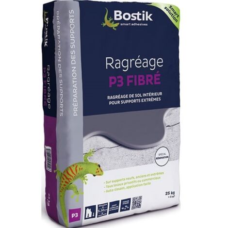 Bostik – Ragréage carrelage P3 fibré 25kg – Pour supports extrêmes intérieurs et extérieurs – Application avant tous revêtements – Passage régulier