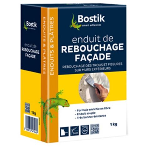Bostik – Enduit de rebouchage façade en poudre 1kg – Pour murs extérieurs en mortier et béton – Finition solide et durable – Séchage rapide 12h