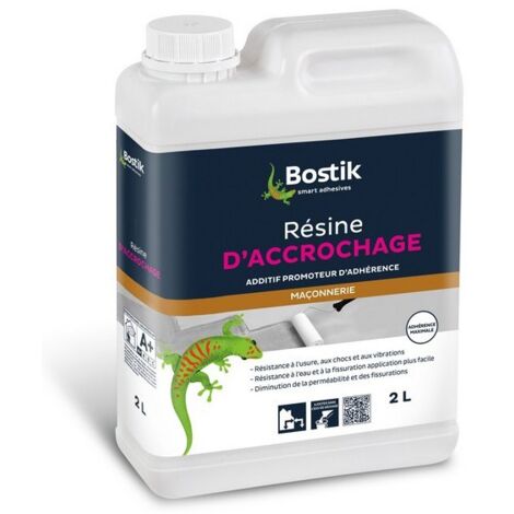 Bostik – Résine d'accrochage 2L – Renforce la résistance à l'eau et à la fissuration – Adhérence maximale pour intérieur et extérieur