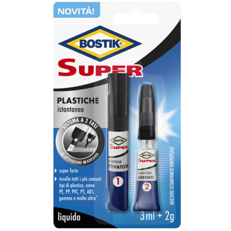 BOSTIK SUPER PLASTICHE ATTIVATORE+ADESIVO BLISTER- 6,0 pz