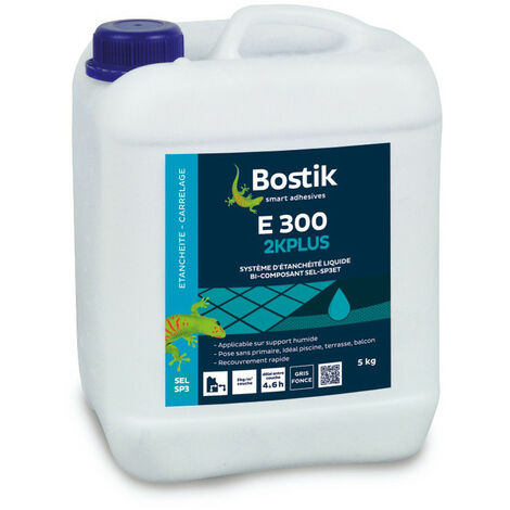 Bostik – Système d'imperméabilisation 5L – Étanchéité E 300 2KPlus gris foncé – Protection durable contre l'humidité sur surfaces variées