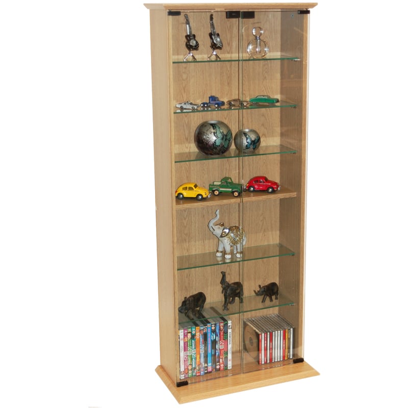 BOSTON - 116 DVD/ 316 CD Book Storage Shelves Glass / Collectable Display Cabinet - Beech