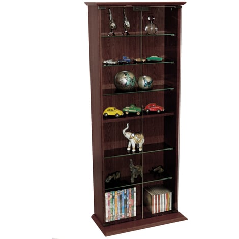BOSTON - 116 DVD/ 316 CD Book Storage Shelves Glass / Collectable Display Cabinet - Dark Oak
