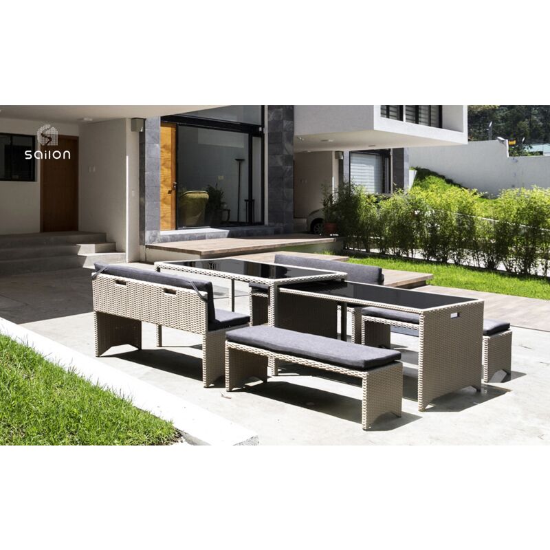 Boston Bench - Salon Lunch Encastrable 6 Pieces Faible Encombrement