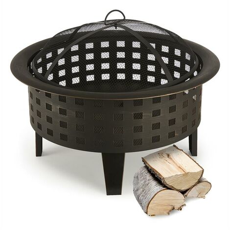 Boston Braséro jardin chauffage exterieur barbecue Ø 70cm acier noir - Laiton Antique - Laiton Antique
