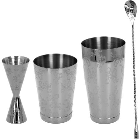Boston Cocktail-Shaker-Set aus Edelstahl 304 mit Vintage-Sieb – 2er-Set