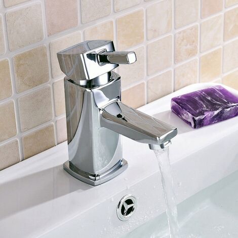 Boston Contemporary Cloakroom Basin Sink Single Lever Mixer Tap & Waste