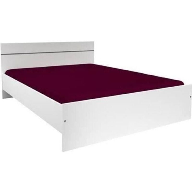 Parisot - boston Lit adulte contemporain - Décor blanc - l 140 x l 190 cm