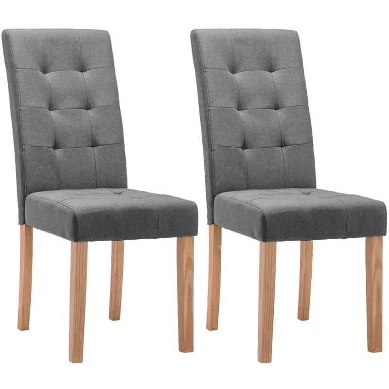 Altobuy - boston - Lot de 2 Chaises Grises Capitonnées