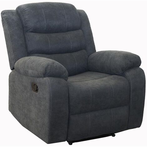 BOSTON MANUAL FABRIC RECLINER SOFA SUITE AMRCHAIR GREY 1 SEATER