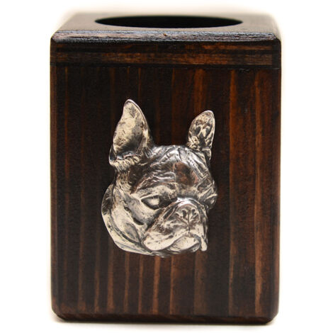Boston Terrier, Boston Bull Terrier: candelabro de madera con un perro, un recuerdo único después de la pérdida de un perro, hecho a mano por Art-Dog
