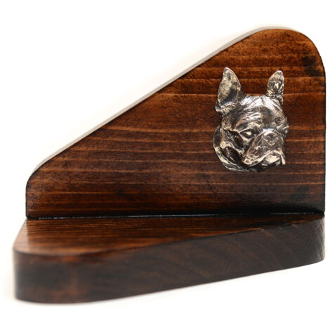 Boston Terrier, Boston Bull Terrier - Kerzenständer aus Holz mit Hund, Teelichtständer, Hundedenkmal von Art-Dog