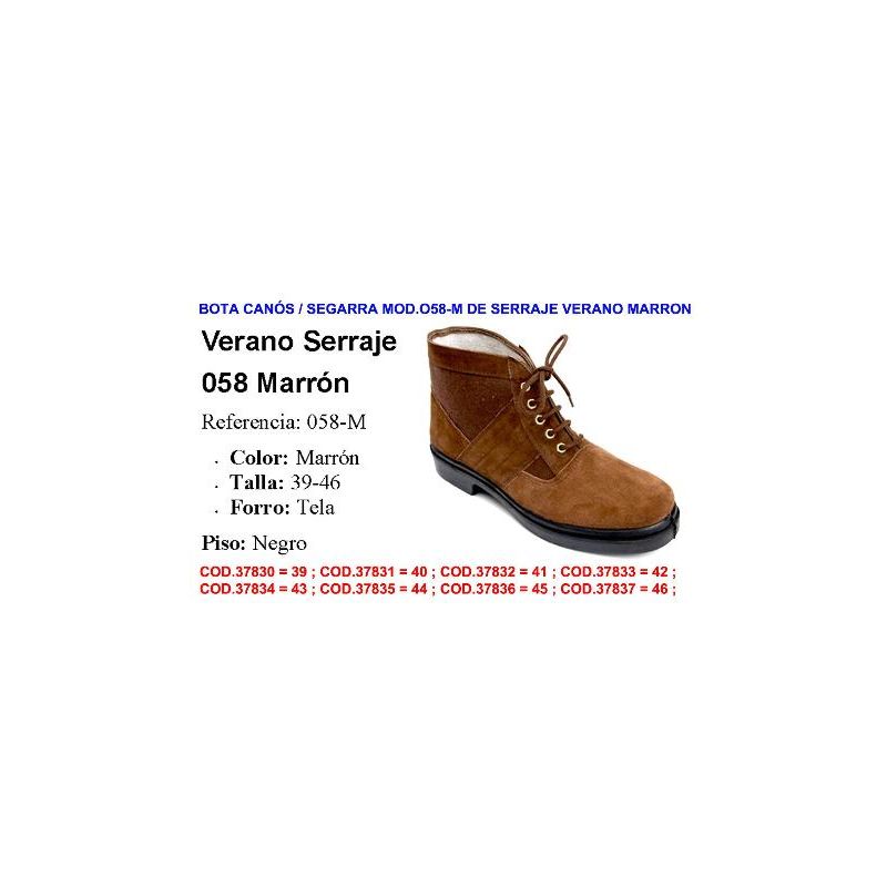 

bota canos-segarra mod.058-m de serraje verano marron talla 44 - Mibricotienda