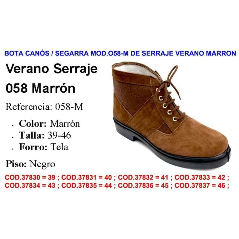 

bota canos-segarra mod.058-m de serraje verano marron talla 42 - Mibricotienda