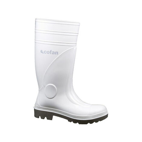 Bota de Agua blanca Alta de Seguridad S-4, Puntera de Acero PVC-Nitrilo 41 Blanco