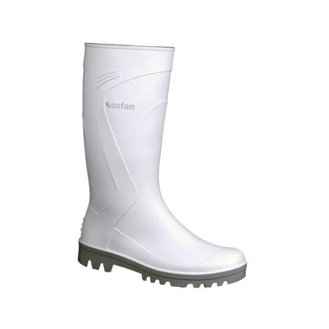 Bota de Agua caña Alta Fabricada en PVC Color Blanco y Suela Antideslizante 41 Blanco