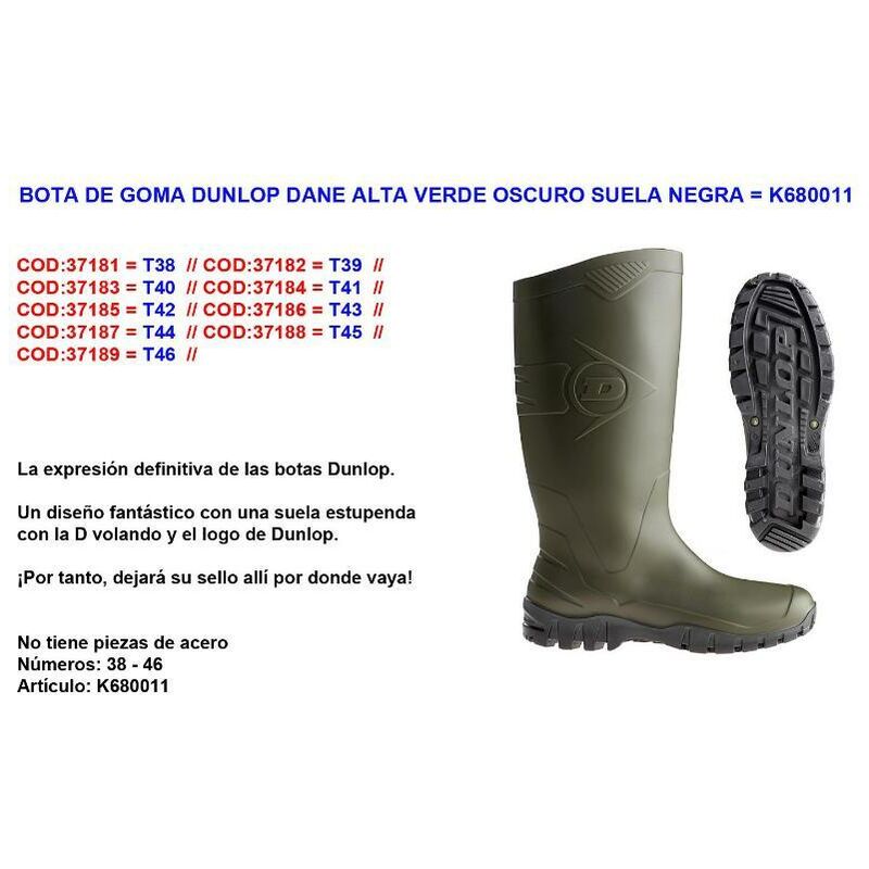 

Bota de caña alta DANE K680011 - Verde - negro39 - Dunlop