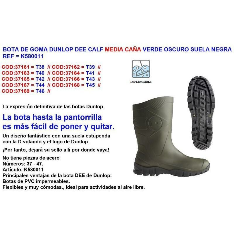 

MIBRICOTIENDA bota de goma dunlop dee media caña nº 40 verde normal k580011