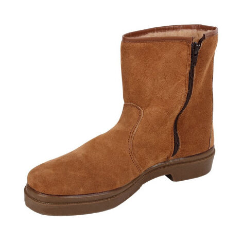 Bota de Serraje Modelo Carona Color Marrón Con Cremallera y Suela de Caucho - Tallas de 39 a 46 45 Marrón